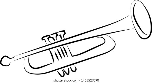 Trumpet instrument, illustration, vector on white background.