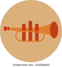 Trumpet instrument, illustration, vector on a white background.