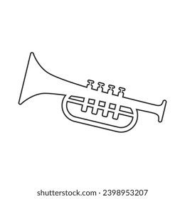 Trumpet instrument isolated line icon vector in modern flat style sign