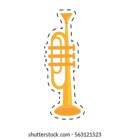 trumpet instrument music wind dotted line vector illustration eps 10