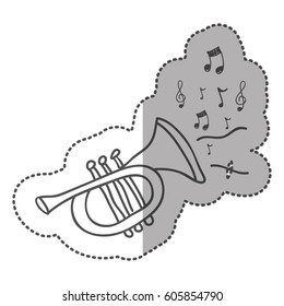 trumpet instrument with notes music icon, vector illustration design