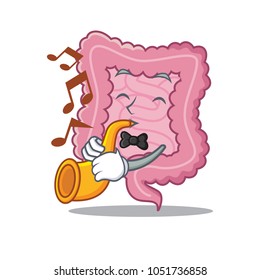 With trumpet intestine mascot cartoon style