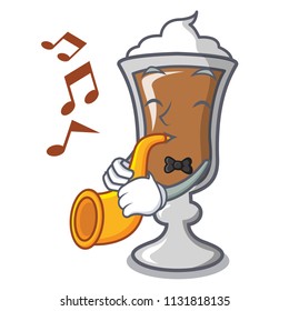 With trumpet irish coffee mascot cartoon