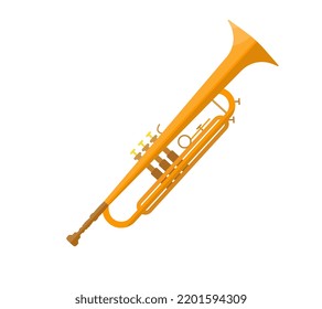 Trumpet isolated on white background. Musical instrument. Flat vector illustration.