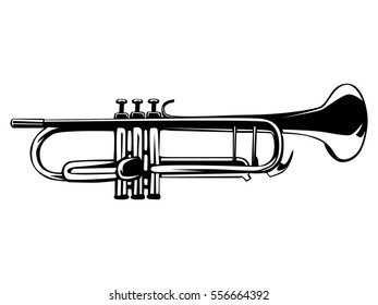 Trumpet isolated on white. Music instrument vector illustration.