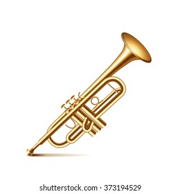 Trumpet isolated on white photo-realistic vector illustration