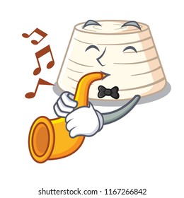 With trumpet italian ricotta cheese on mascot cartoon