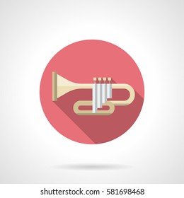 Trumpet for jazz band. Round flat color style icon