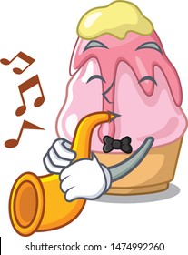 With trumpet kakigori with in the cartoon shape