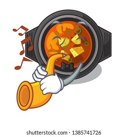With trumpet kimchi tighe in the cartoon shape