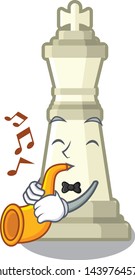 With trumpet king chess above wooden cartoon table