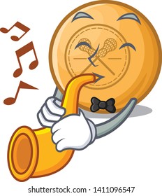 With trumpet lacrosse ball in the mascot shape
