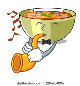 With trumpet lentil soup on character wooden table