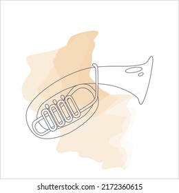 Trumpet, line art, illustration, vector.