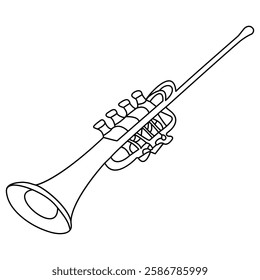 Trumpet Line Art - Musical Instrument Illustration