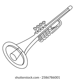 Trumpet Line Art - Musical Instrument Illustration