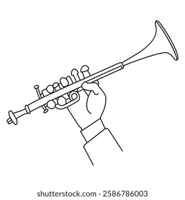 Trumpet Line Art - Musical Instrument Illustration