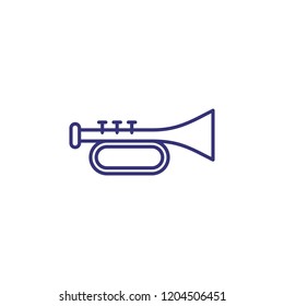 Trumpet line icon. Instrument, woodwind, performance. Concert concept. Vector illustration can be used for topics like jazz, orchestra, music