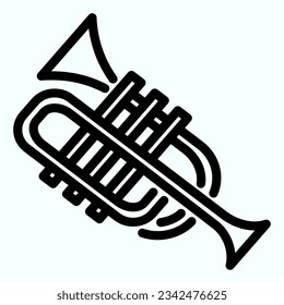 Trumpet line icon. Wind musical instrument vector illustration isolated on white. Music tuba outline style designed for and app. Eps 10.