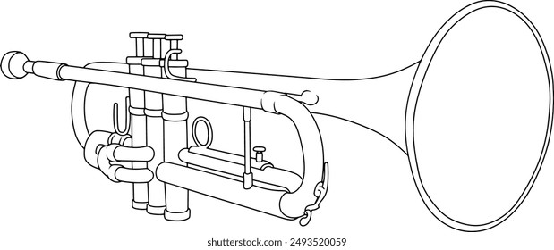 Ilustración vectorial de línea de trompeta aislada sobre fondo blanco