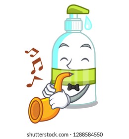 With trumpet liquid soap isolated with on mascot