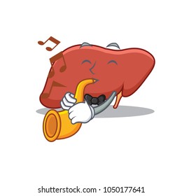 With trumpet liver mascot cartoon style