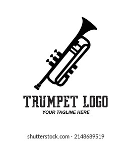 Trumpet Logo Design, Generate Melody, Musical Instrument Vector Sketch Illustration