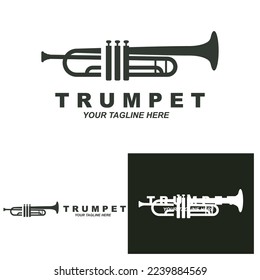 Trumpet logo design, generate melody, musical instrument vector sketch illustration