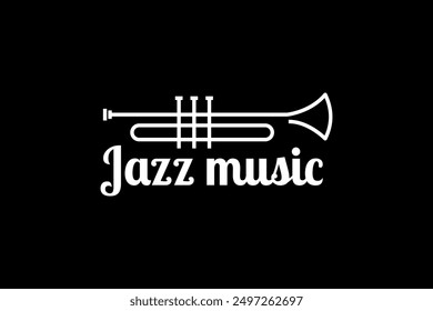 Trumpet logo design, generate melody, musical jazz instrument vector sketch illustration