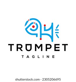 trumpet logo design vector template