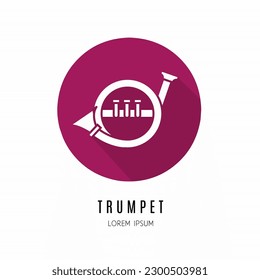 Trumpet logo. Illustration of trumpet in flat. Stock vector.