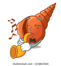 With trumpet long shell mascot cartoon