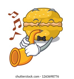 With trumpet macarons banana on in character funny