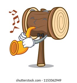 With trumpet mallet mascot cartoon style