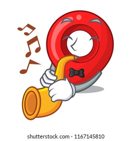 With trumpet map pointer navigation pin mascot cartoon