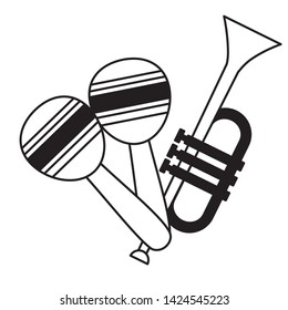 trumpet and maracas music background vector illustration