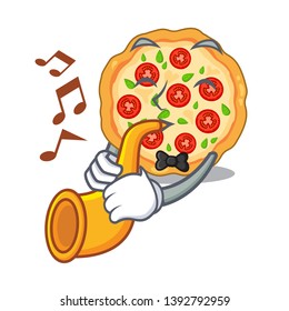 With trumpet margherita pizza isolated with the cartoons