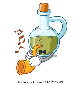 With trumpet mascot cartoon fresh organic olive oil