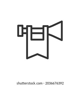 Trumpet minimal line icon. Web stroke symbol design. Trumpet sign isolated on a white background. Premium line icon.