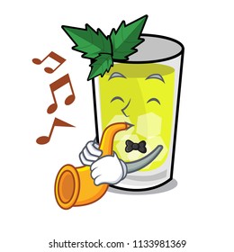 With trumpet mint julep mascot cartoon
