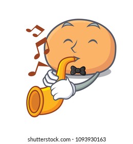 With trumpet mochi mascot cartoon style