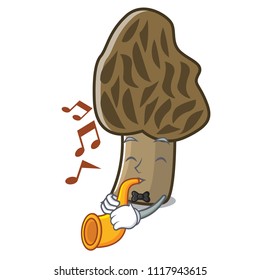 With trumpet morel mushroom mascot cartoon