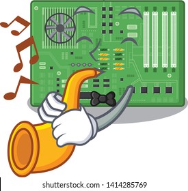 With trumpet motherboard in the a computer cartoon