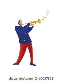 Trumpet music hand drawn flat marching band illustration