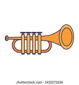Trumpet music instrument cartoon isolated vector illustration graphic design