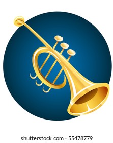 Trumpet music instrument in circle - vector illustration