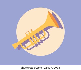 Trumpet music instrument on isolated white background. Vector illustration cartoon style
