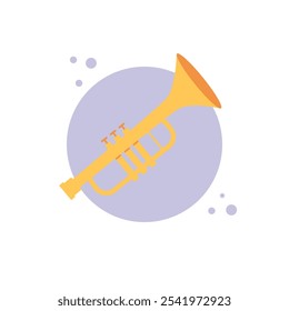 Trumpet music instrument on isolated white background. Vector illustration cartoon style