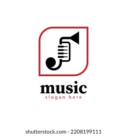 Trumpet music logo template design vector icon illustration