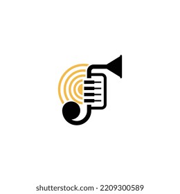 Trumpet music logo template design vector icon illustration